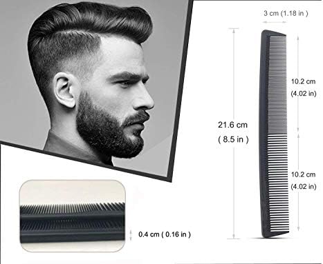 Professional Black Carbon Fiber Teasing Comb, Fine and Wide Tooth Hair Barber Comb For All Hair Types - Image 2