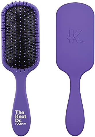 The Knot Dr. hair brush by Conair - Detangling hair brush - Removes Knots and Tangles in wet or dry hair - curly hair brush - Purple by conair