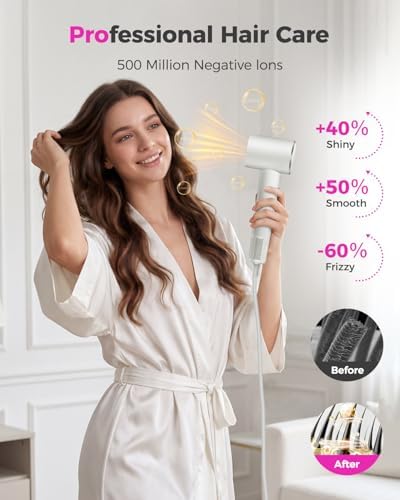 High-Speed Hair Dryer with Diffuser, Ionic Blow Dryer, White - Image 4