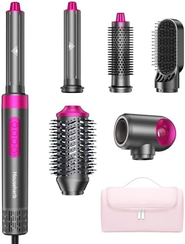 6-in-1 Air Styler Hair Dryer Brush with Auto-Wrap Curlers by Househerb
