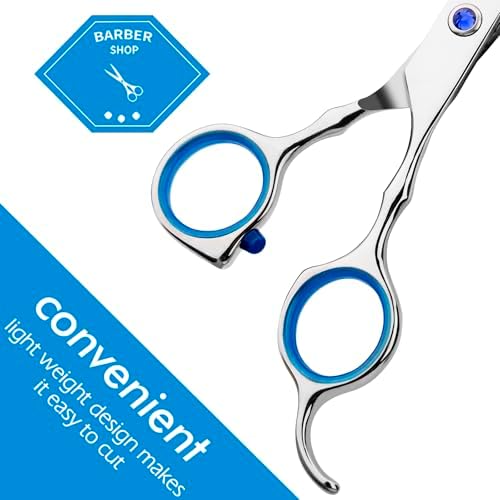 Regular Hair Cutting Shears Professional Barber Scissors Home Blue Detachable Finger Ring for Men Women Kid - Image 3