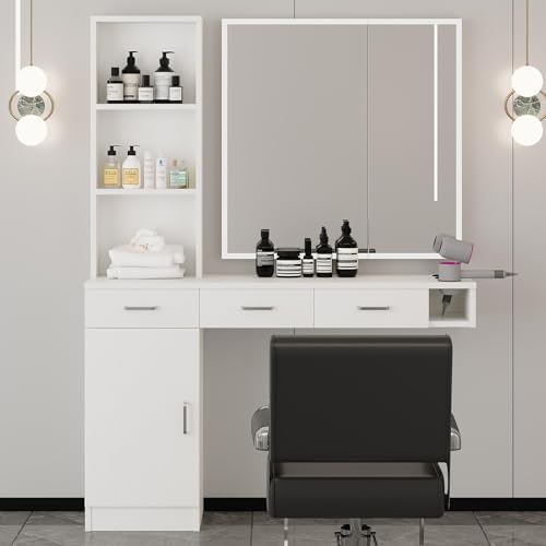 4ever2buy White Salon Stations for Hair Stylist, Wall Mount Barber Station - Image 7