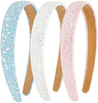 Headbands for Girls, 3Pack Sparkly Glitter Toddler Girls Headbands by Uintoon