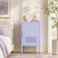 Purple Metal Freestanding Nightstand Cabinet, Ventilated Single Door End Table with Adjustable Shelf & 2-Tier Storage for Bedroom Living Room Entryway Office by HOME