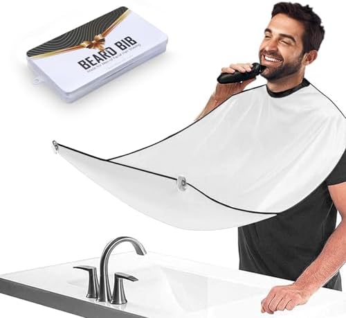 Beard Bib for Men, Shaving Hair Catcher Apron with Suction Cups, White by Showvigorismorethanjustabranditsalifestyle