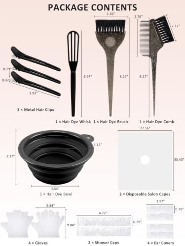 YOOVR 19pcs Hair Bleach Dye Kit with Hair Dye Brush, Bowl & Whisk (Black) - Image 2