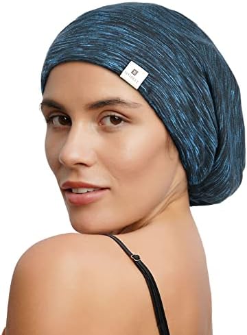 YANIBEST Slouchy Beanie Hat Satin Lined Sleep Cap Chemo Headwear Caps Blue - Image 2