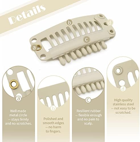 Dreamlover Beige Hair Extension Clips, 9 Teeth, 30 Pieces - Image 3