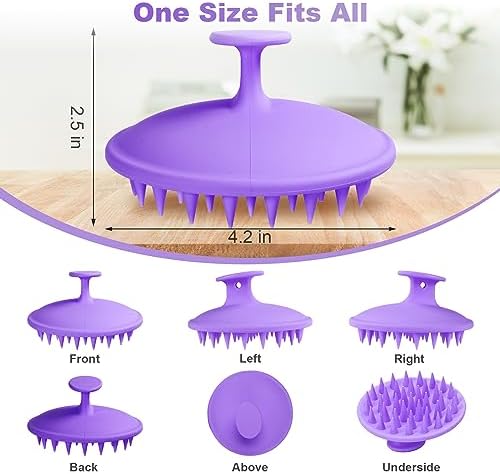 Meartchy Silicone Scalp Massager Shampoo Brush, Scalp Scrubber for Hair Growth (Purple) - Image 2