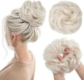 CJL HAIR Large Messy Bun Hair Piece Wavy Curly Scrunchies Synthetic Chignon Ponytail Hair Extensions Thick Updo Hairpieces for Women Platinum Blonde by CJLHAIR