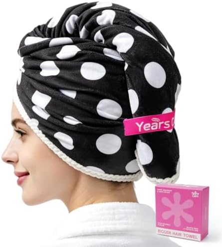Years calm XL Microfiber Hair Towel Wrap for Women, Polka dots by Yearscalm