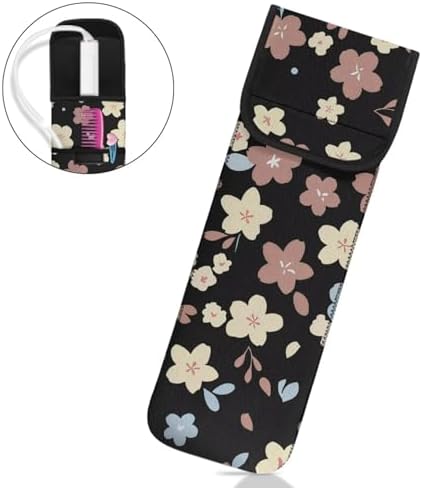 Women's Heat Resistant Neoprene Curling Iron Holder Flat Iron Curling Wand Travel Storage Cover Case Bag Pouch -Water-Resistant Cartoon Cherry Blossom - Image 7