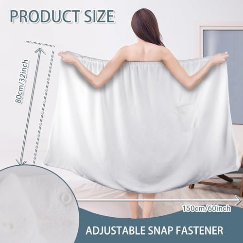 SINLAND Bath Wraps for Women After Shower Body Towel Wrap, White, 32"x60" - Image 2