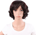 MapofBeauty 11.8 Inch Women Short Curly Side Bangs Fashion Wig, Dark Brown by MapofBeauty