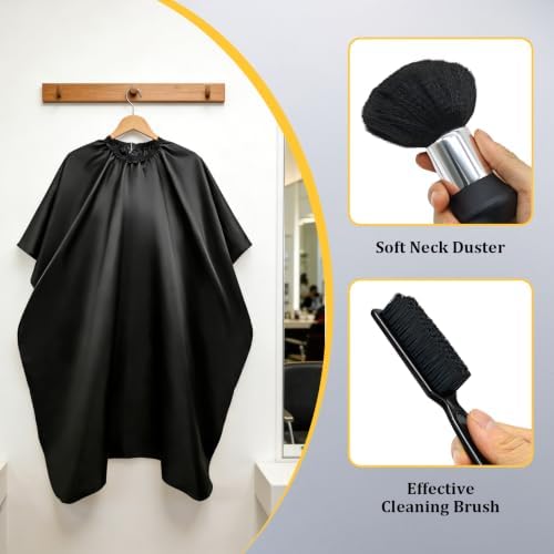 Barber Brush Neck Duster Set, 3-Piece Haircut Cleanup Kit with Hair Cutting Cape and Small Cleaning Brush, for Neckline Cleanup, Salon and Home, Black - Image 5