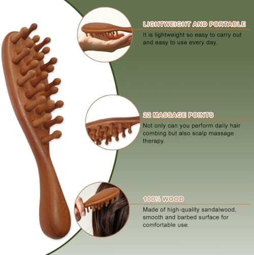 Wooden Scalp Massage Comb - Sandalwood Head Massager Tool, Gua Sha Brush for Women Men Hair Growth - Image 2
