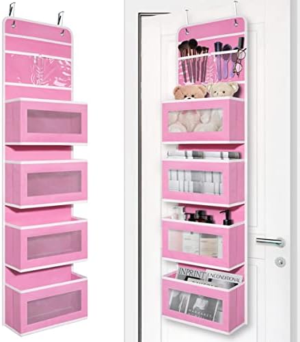 GCreation Over Door Organizer for Bedroom Bathroom Pantry, 5 Shelf Pink by Giraffe+Creation