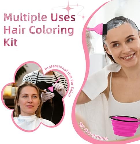 ROOHUA 8 Pcs Hair Dye Kit with Brush, Reusable Home Salon Color Hair Tools - Image 5