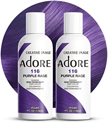 Adore Semi Permanent Hair Color, 116 Purple Rage, 4 Fl Oz (2 Pack) by Adore