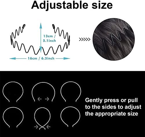 Metal Headband for Men, Non Slip Wave Hair Band, Wide Wave 3 Pcs - Image 6