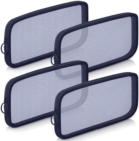 Weewooday 4Pcs Mesh Makeup Bag, Navy Blue, Medium, Classic by Weewooday