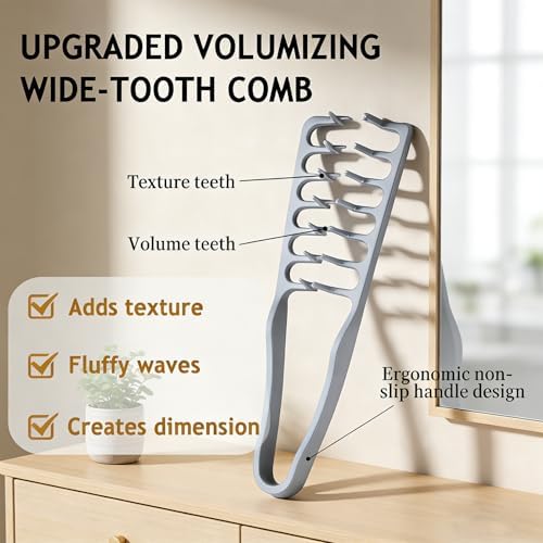 Texture Comb Men, 2 Pcs Root Lifting Volumizing Wide Tooth Styling Tool - Image 2