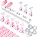 Makartt Press on Nails Stand: Clear and Pink Nail Holder for Painting Nails, Stands for Art Display Practice, Magnetic Clear Glitter Flower Fake Holders with Reusable Adhesive Putty for Home Salon DIY by Makartt