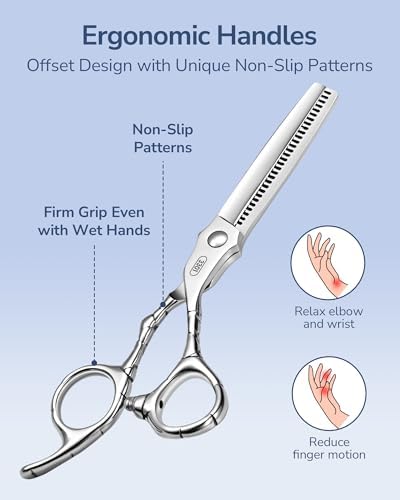 ULG Professional Hair Thinning Scissors 6.5" Japanese Stainless Steel Hand-Honed Salon Barber Scissors for Stylist & Home Use, Texturizing Shears, Ergonomic Design with Patterned Handles - Image 3