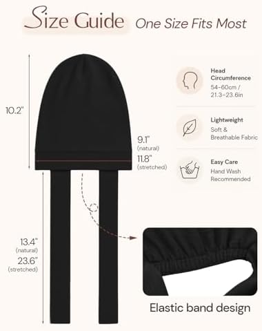 BONNET QUEEN Bonnet for Sleeping Women and Men, Adjustable Satin Sleep Cap Hair Wrap for Curly Hair, Braids and Long Hair, Stays On All Night, Anti Frizz Slouchy Beanie Hat - Image 5