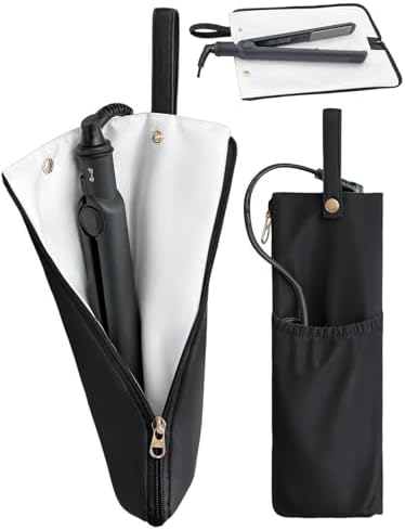 Lifeplus Holder & Mat for Hot Tools, Curling Iron Flat Iron Heat Resistant Hair Tools Travel Bag - Ideal for Home, Travel, Gift (Black) by Unknown
