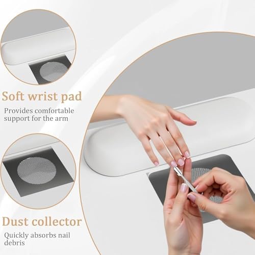 Professional Nail Desk for Nail Tech with Storage Cabinet and Fan – Modern Nail Table for Salon, Nail Tech Table with Drawer, Armrest & Dust Collector,Manicure Table Nail Desk - Image 6