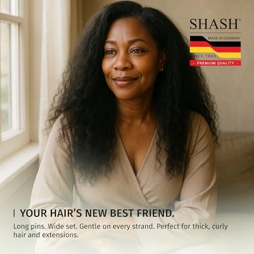 Made in Germany - SHASH Large Paddle Hair Brush, Thick And Curly Hair - Detangler With Long Pins & Rubber Cushion - Helps Detangle Knots, Eliminate Frizz, Reduce Pulling & Snagging - Image 7