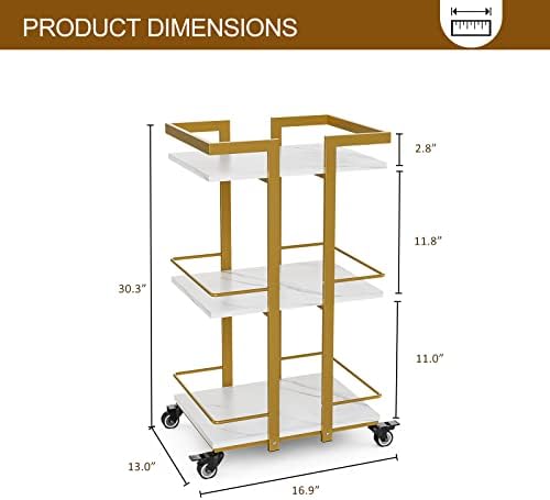 Paddie Esthetician Cart with Wheels, Salon Lash Spa Rolling Trolley Cart, White & Gold - Image 4