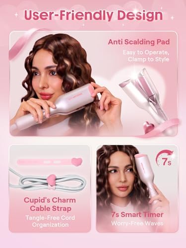 SHEGLAM Beach Wave Hair Waver (Pink, 1 inch) - Image 6