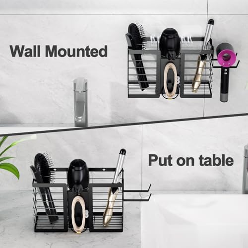 FUNKYLEE 3-in-1 Universal Hair Tool Organizer Wall Mount, Black - Image 4