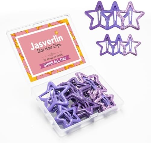 JASVERLIN 36 Pcs Star Hair Clips, Y2K Cute Purple Hair Accessories by JASVERLIN