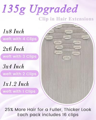 LaaVoo 135g Human Hair Clip in Extensions Ashy Platinum Blonde - Image 2