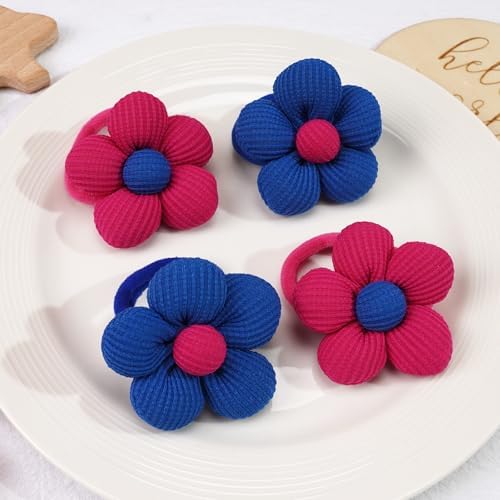 CÉLLOT 10PCS Flower Hair Ties,4cm in Diameter Seamless Nylon Bands, Normal Ponytail Holders for Girls,Teens and Women - Image 6