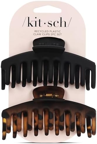 Kitsch Large Hair Clips For Women - Black & Tortoise, 2pcs by Kitsch