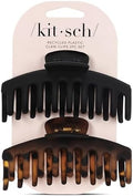 Kitsch Large Hair Clips For Women - Black & Tortoise, 2pcs by Kitsch