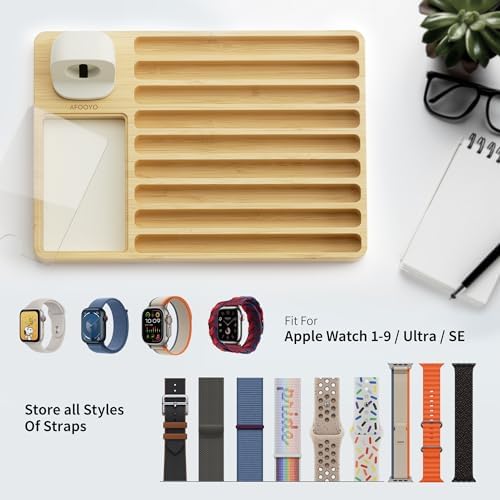 Wooden Watch Band Organizer - Charger Stand Compatible with All Apple Watch - Image 3