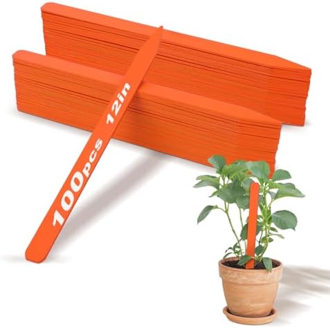 Weysat 100 Pcs 12" Wood Plant Labels for Field or Containers Plant Tags Wood Garden Labels for Seedling Stakes Markers Nursery Seed Tags with Smooth Surface for Pot Herbs Flowers Vegetables (Orange) by Weysat
