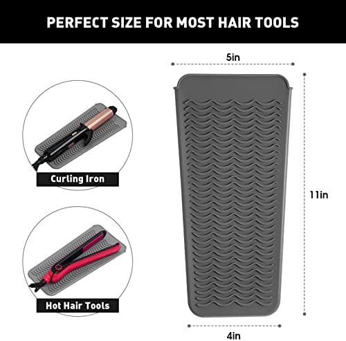 ZAXOP 2 Pack Heat Resistant Silicone Mat Pouch for Flat Iron, Curling Iron,Hair Straightener,Hair Curling Wands,Hot Hair Tools (Mintgreen-Grey) - Image 2
