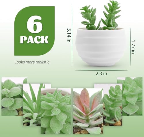 Der Rose 6 Pack Succulents Fake Plants for Bedroom Bathroom Home Decor - Image 2