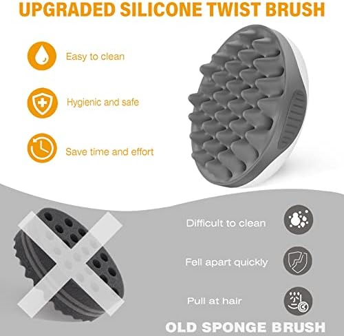 WTTORDE Silicone Hair Brush, Gray - Curly Hair Brush with Double-Sided Use, Different Sized Holes for Curling Afro and Short Hair, Non-Slip Twist Curl Comb for Men and Women, Travel Size - Image 6
