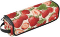 Hair Tools Travel Bag with Heat Resistant Mat 2-in-1 Hot Tools Travel Bag Organizer Flat Curling Iron Travel Case for Straightener Red Strawberries Leaves by WelcometoElliTarr