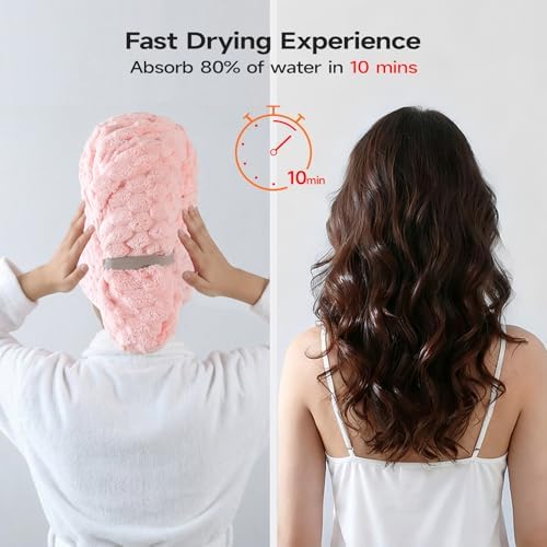 REDKISS 5 Pack Extra Large Hair Towels - Microfiber Hair Towel Wrap for Women, 23 x 47 inches Hair Towels with Elastic Strap, Super Soft Hair Drying Towels for Long, Thick, Curly Anti Frizz Turbans - Image 5