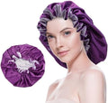 Silk Bonnet for Sleeping Satin Bonnets Double Layer Reversible Hair Cap Bonnet for Women Long Curly Braid Hair（Eggplant） by BeutyMe