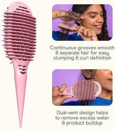 Conair Curl Define Detangler Brush Set, Large & Mini for Tight Curls, Pink - Image 3