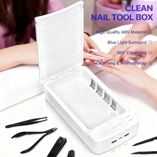 Nail Tool Sterilizer Box, ALLGLAM USB Portable Sterilizing Box for Nail Manicure Tools, Beauty Tweezers, Tattoo,Mobile Phone Cleaning (White) - Image 3